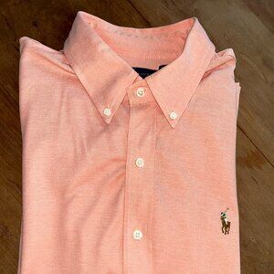 Ralph Lauren Men's XL Coral 100% Cotton Knit Button-down